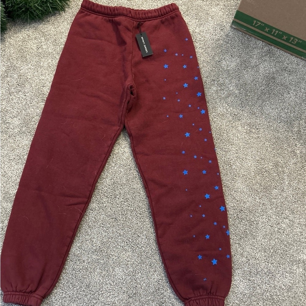NWT spirit jersey burgundy sweatpants with blue stars Women’s XS